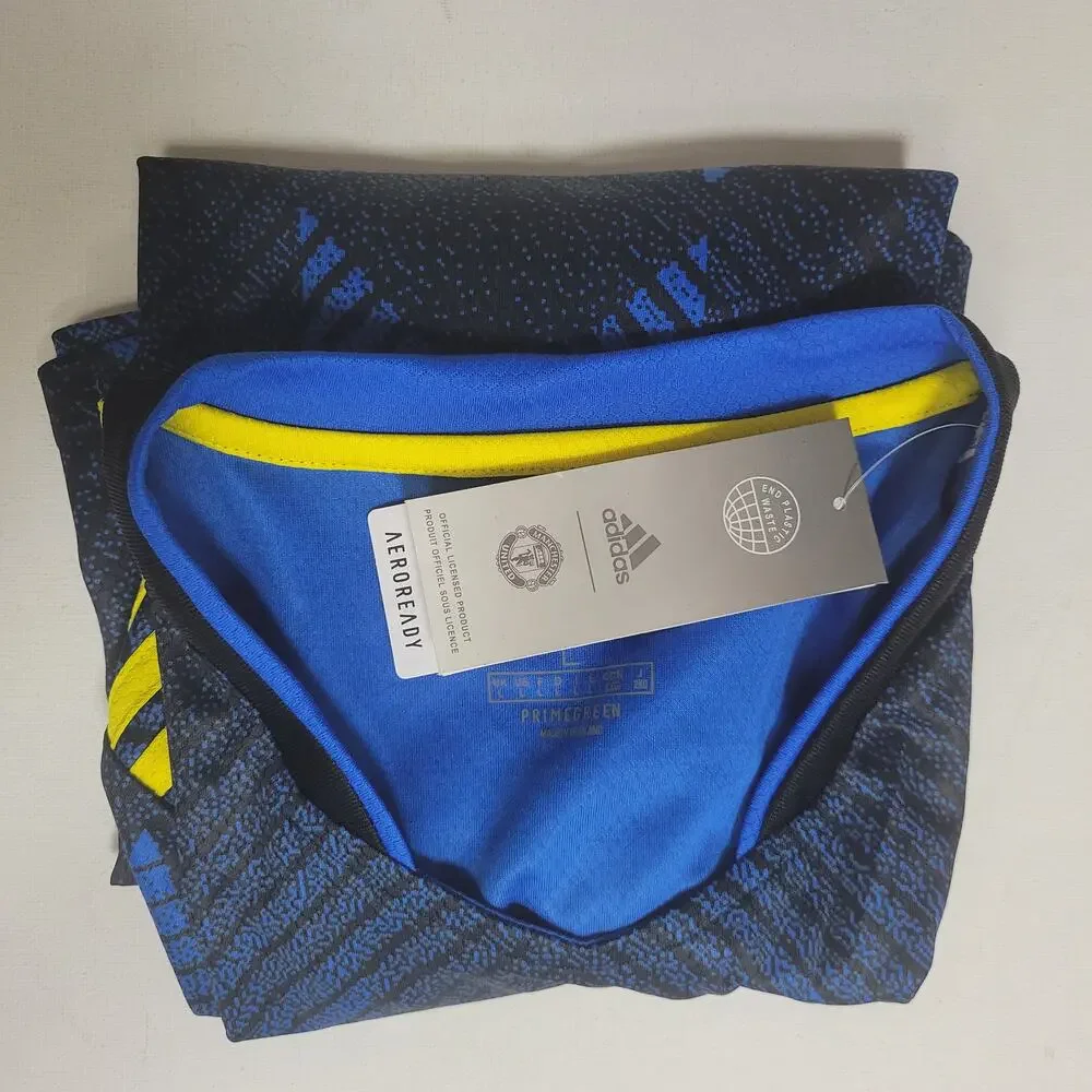 NEW Adidas Manchester United Jersey Size L Blue Yellow‎ Team Viewer Soccer Away